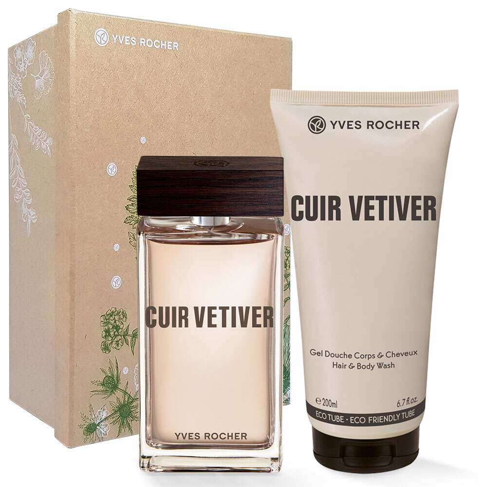 Набор Cuir Vetiver yves rocher ив роше парфюмированный гель для душа cuir vetiver 200 мл